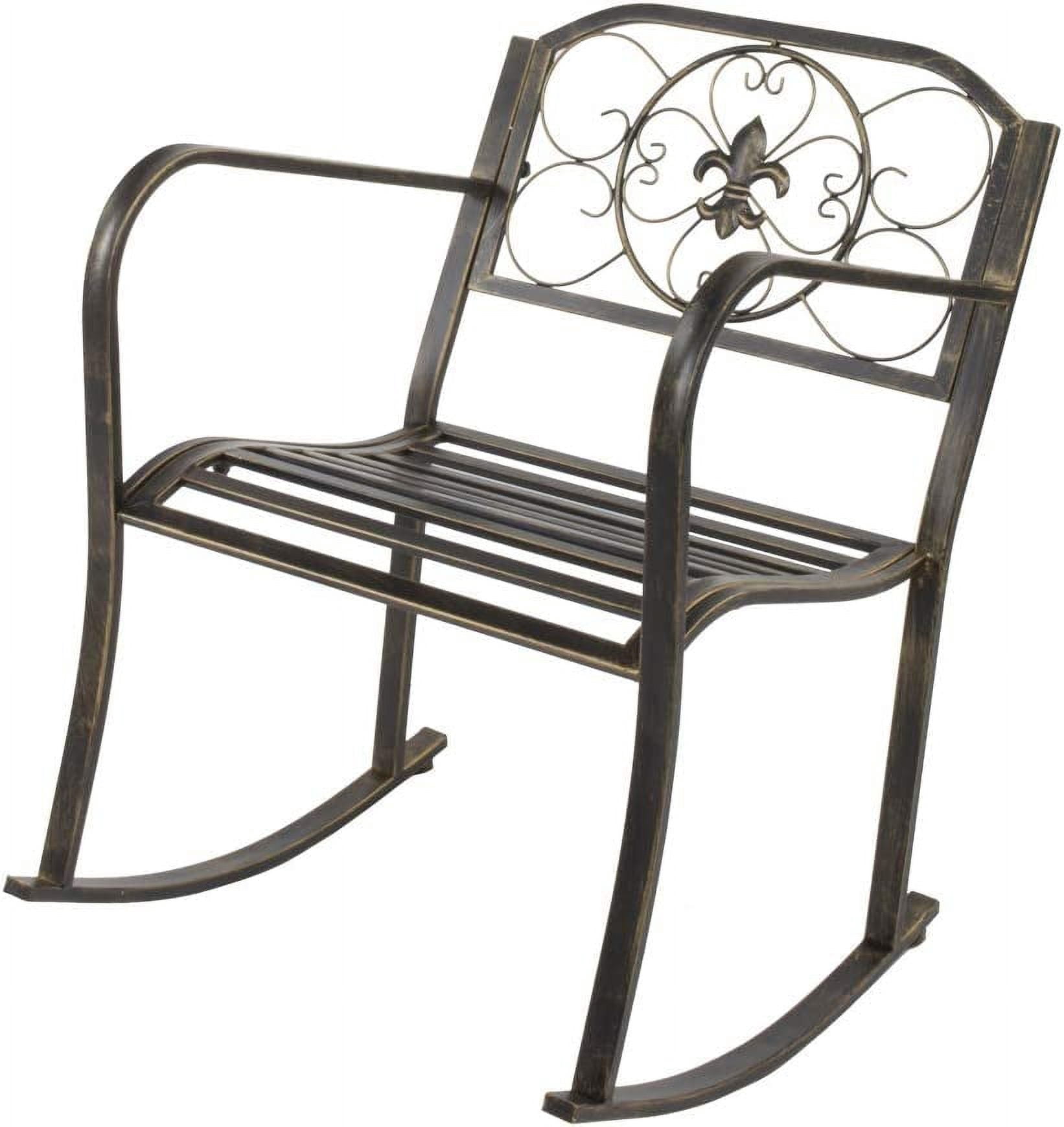 HJTER Patio Rocking Chair, Wrought Cast Iron Rocking Chair/w Backrest ...