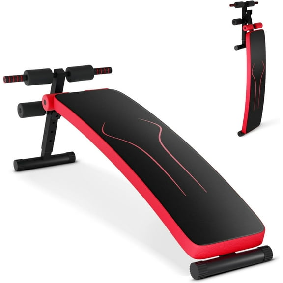 HJTER Sit up Bench, Folding Adjustable Workout Bench for Ab Exercise, Curved Incline/Decline Slant Bench, Foldable Strength Training Weight Bench, Situps Abs Workout Equipment