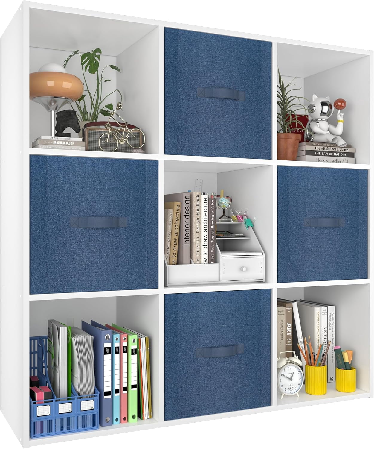 HJTER Stackable 9 Cube Storage Organizer: Wood Cubes Shelf Fits Cubby ...