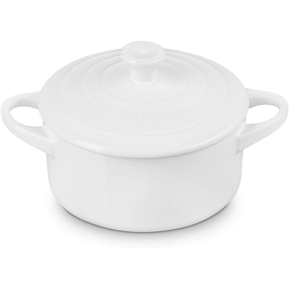 HJTER Stoneware Mini Round Cocotte, 14 oz., White