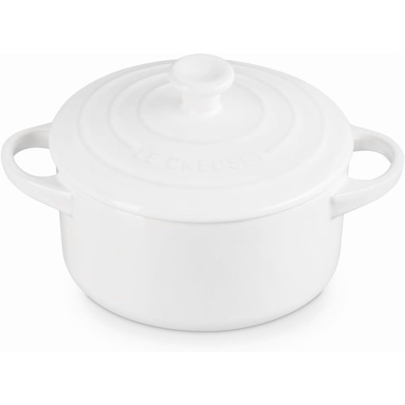 HJTER Stoneware Mini Round Cocotte, 24 oz., White