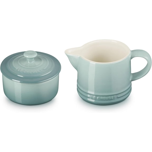 HJTER Stoneware Signature Cream & Sugar Set, Sea Salt
