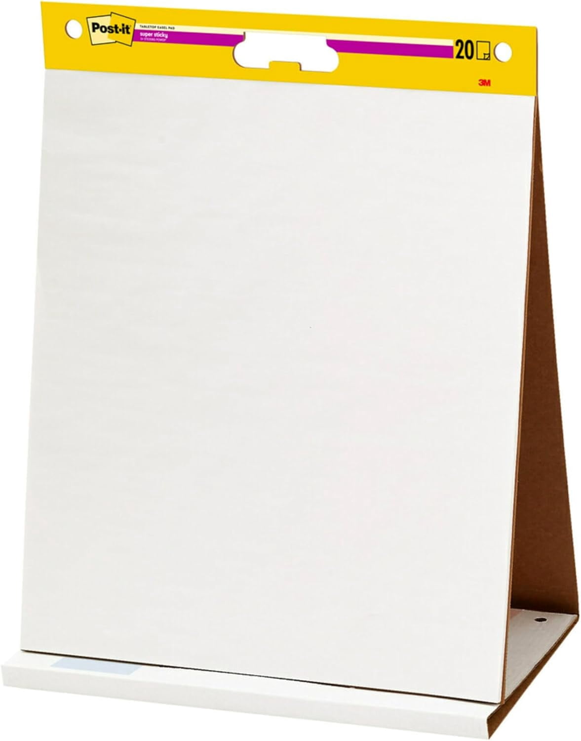 HJTER Super Sticky Tabletop Easel Pad, Great for Virtual Teachers and Students, 20 x 23 Inches, 20 Sheets/Pad, 1 Pad (563R), Portable White Premium Self Stick Flip Chart Paper, Built-in Easel Stand