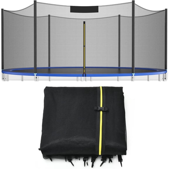 HJTER Trampoline Net, Trampoline Enclosure for 8 10 12 14 15 16Ft Round Trampoline with Double-Headed Zippers & Buckles, Weather-Resistant Sun-Protective Trampoline Replacement Net