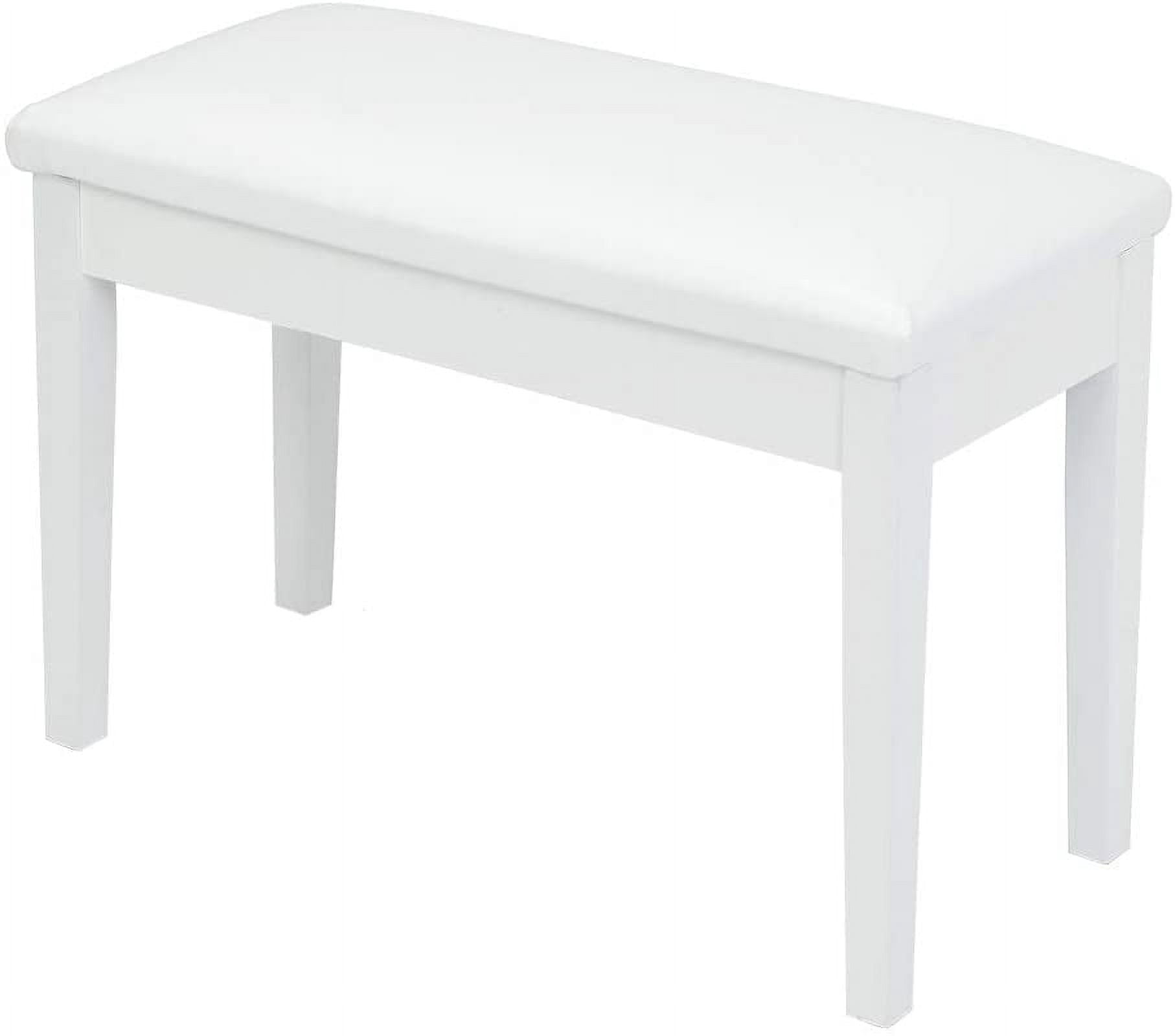 HJTER White Duet Piano Bench Wooden Keyboard Bench with Storage and Padded Cushion