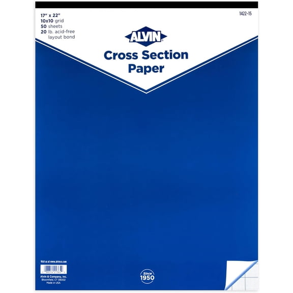HJTERALVIN Quadrille Paper Pad 50 Sheets of 17" x22" Model 1422-15 Drafting and Graph Paper, Suitable for Pencil and Ink, Printer Compatible, 10" x 10" Grid - 50 Sheet Pad, 17 x 22 Inch