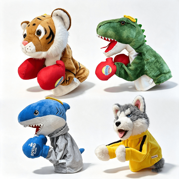 HJUYYUAH Dog Hand Puppet, Kung Fu Husky Soft Glove Doll, Interactive Tricky Toy, Interactive Hand Puppet Gift for Kids Adults