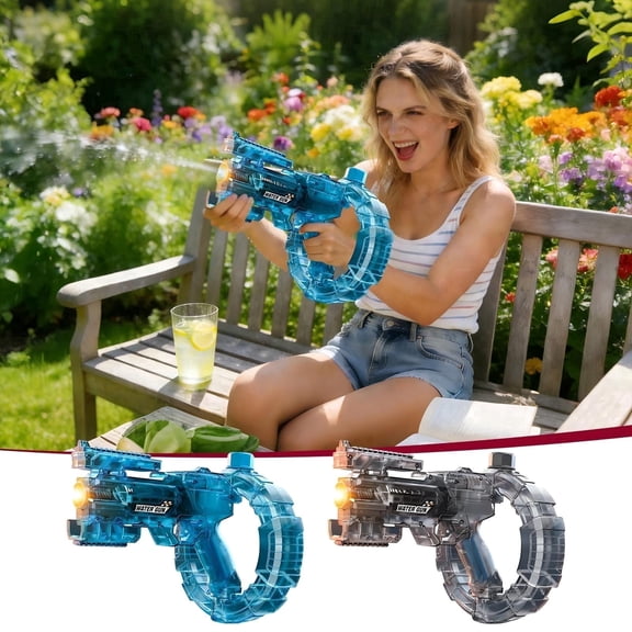 HJUYYUAH Electric Water Blaster, Motorized Water Blaster, Long Range High Capacity Water Blaster, High-Power Automatic Water Blaster, Circular Water Storage Clip, Summer Outdoor Pool Beach Toy