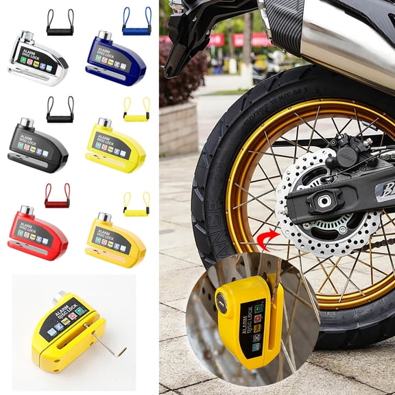 HJUYYUAH Motorcycle Disc Brake Lock With Alarm Theft Bike Security Lock With 110dB Alarm Waterproof Bicycle Disc Lock For Scooter E Bike Road Bikes With Reminder Cabl