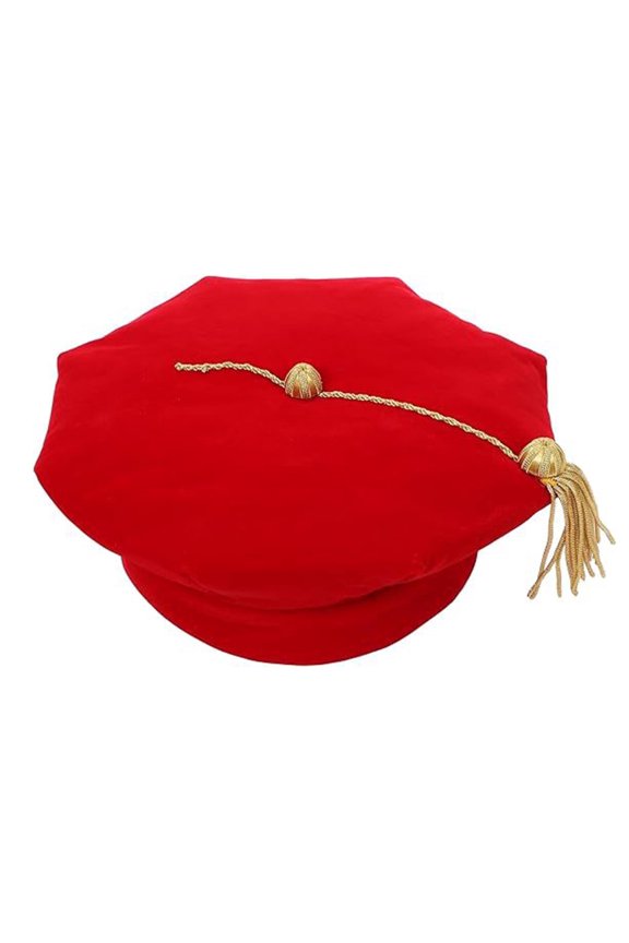 2025 Graduate Doctor Velvet Tutor Hat Graduation Cap for Academic Red One Size
