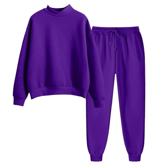 HJYCHN 2025 Women Casual Outfits with Trousers Fall Winter Streetwear Fall Outfits Cozy Sets Purple XXL