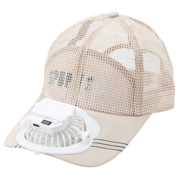 HJYCHN Adult Solar Powered USB Charging Smart Hat with Built-in Fan for Outdoor Summer Sun and Breathable Comfort Beige One Size