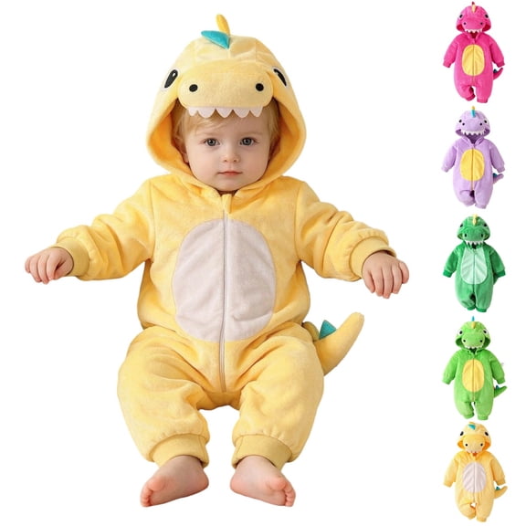 HJYCHN Baby Onesie 3D Dinosaur Design Hooded Zip Closure Halloween Long Sleeve Daily Wear Baby Romper