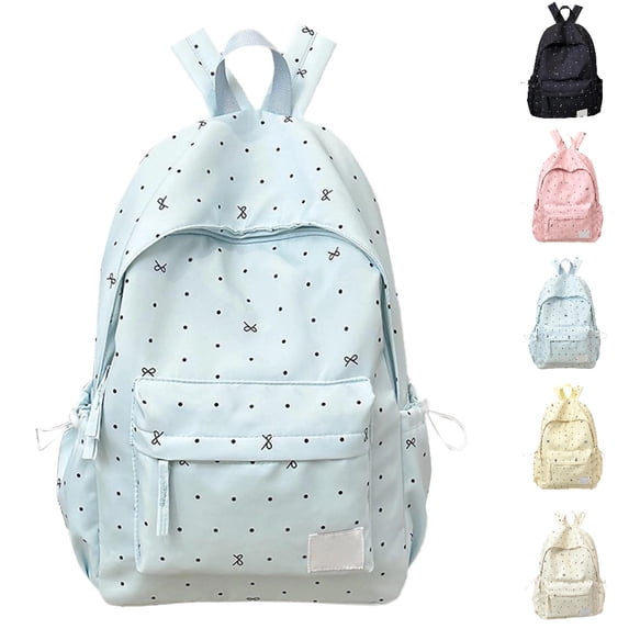 HJYCHN Backpack for Boys Dot Bow Print Lightweight Student Bookbag Back to School Supplies for Kids Bookbag for Girls Blue
