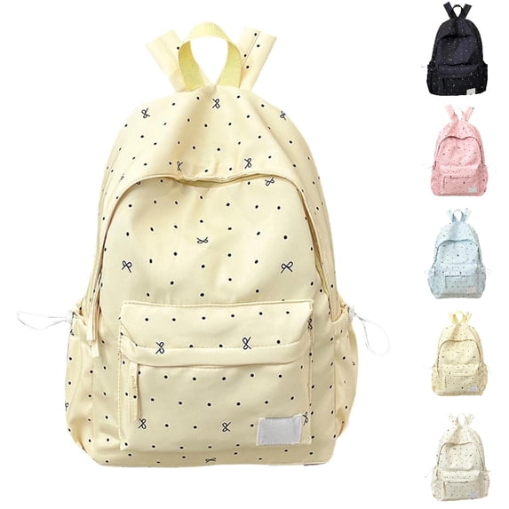HJYCHN Backpack for Boys Dot Bow Print Lightweight Student Bookbag Back to School Supplies for Kids Bookbag for Girls Yellow