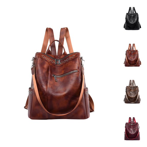 HJYCHN Backpack for College Women Fashion Bookbag Purse for Women Convertible Shoulder Bag Large Capacity Small Backpack for Women Brown One Size