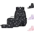 thumbnail image 1 of HJYCHN Bookbag for Girls Bow Print 3Pc Set Daypack with Lunch Bag Pencil Case Heart Zipper Pull Back to School Supplies for Kids Backpack for Boys Black, 1 of 9