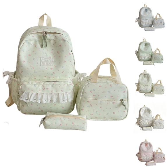 HJYCHN Bookbag for Girls Floral Print 3Pc Set Daypack with Decorative Lunch Tote Pencil Case Back to School Supplies for Kids Boys Backpack GN1
