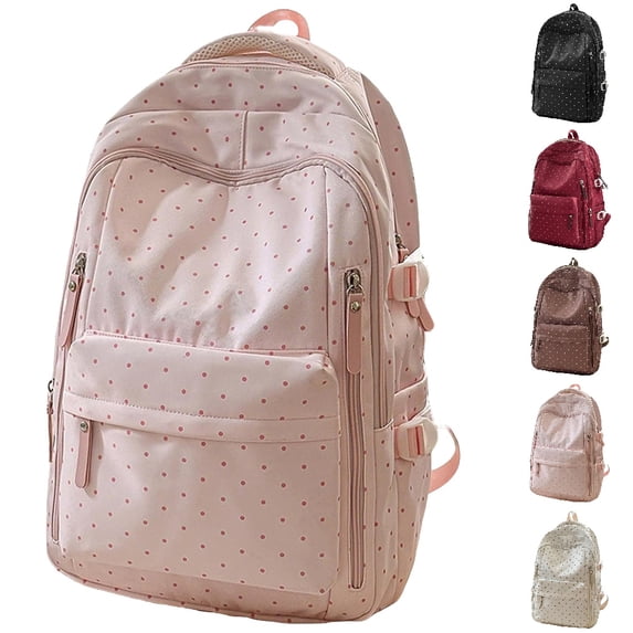 HJYCHN Bookbag for Girls Dot Print Large Capacity Daypack Back to School Supplies for Kids and Backpack for Boys B 46cm