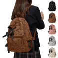 thumbnail image 1 of HJYCHN Bookbag for Girls Ruffled Quilted Bow Ribbon Backpack Back to School Supplies for Kids Boys Backpack Brown, 1 of 5