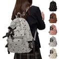 thumbnail image 1 of HJYCHN Bookbag for Girls Ruffled Quilted Bow Ribbon Backpack Back to School Supplies for Kids Boys Backpack Grey, 1 of 5