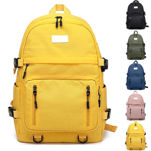HJYCHN Boy Backpack Technical Style Solid Color Daypack with Adjustable Side Straps Back to School Supplies for Kids Backpack for Girls Yellow
