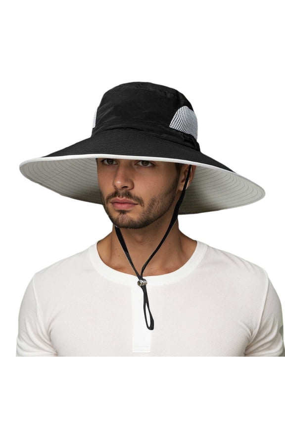 Breathable Outdoor Bucket Hat For Men And Women Summer Sun Adjustable Lightweight Comfortable Design For Fishing Hiking Camping Sports Activities Black One Size
