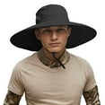 thumbnail image 1 of HJYCHN Breathable Outdoor Sun Hat for Men and Women Wide Brim UPF 50+ Fishing Hiking Summer Travel Lightweight Adjustable Bucket Cap Black One Size, 1 of 4