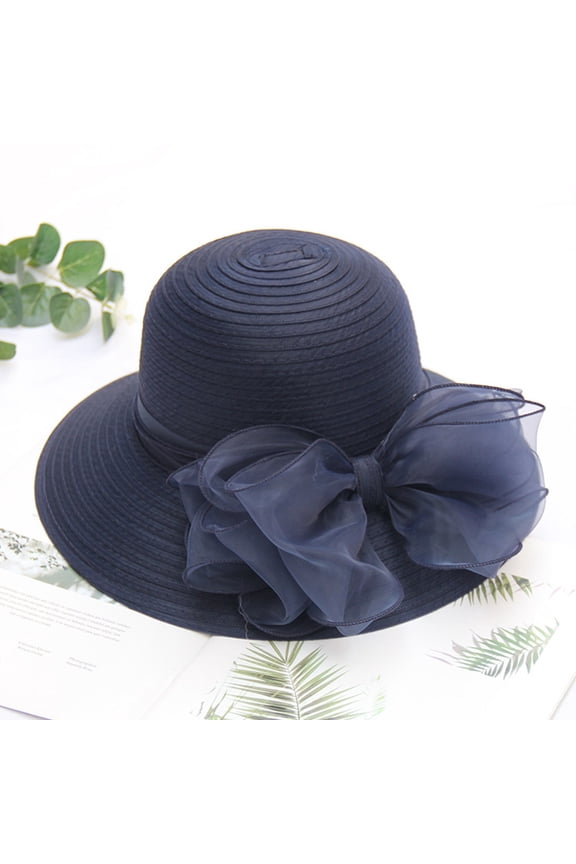 British Bridal Wedding Party Tea Dress Hat for Women's Elegant Fascinator Baseball Cap Navy One Size
