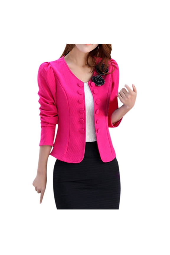 Cardigan for Women Long Sleeve Applique Suit Short Cardigan with Double Bow Back Detail Fashion Short Jacket Oversized Coat for Women Hot Pink S