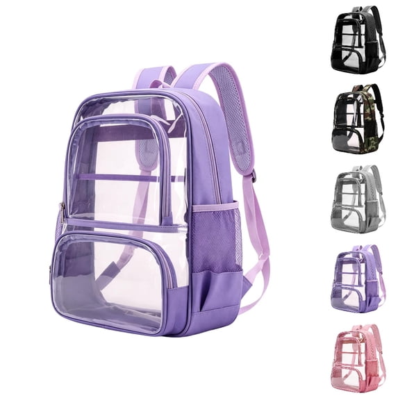 HJYCHN Clear Backpack Stadium Approved Privacy Design Multi Pocket Large Capacity School Bag School Backpack Purple One Size