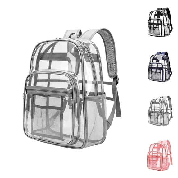 HJYCHN Clear Backpacks Large Capacity Transparent Bookbag for Students Travel Shoulder Bag Backpack for School Grey One Size