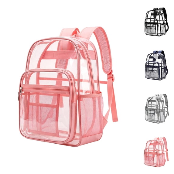 HJYCHN Clear Backpacks Large Capacity Transparent Bookbag for Students Travel Shoulder Bag Backpack for School Red One Size