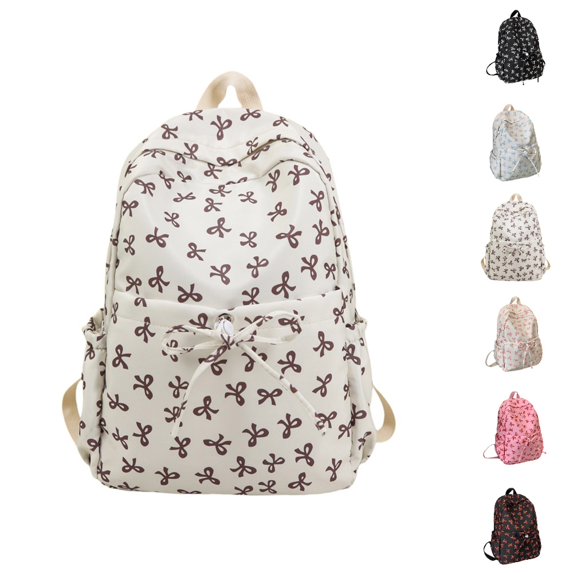 HJYCHN College Backpack Bow Design Cute Preppy Daypack for Girls Back to School Girly Womens Backpack Coffee One Size