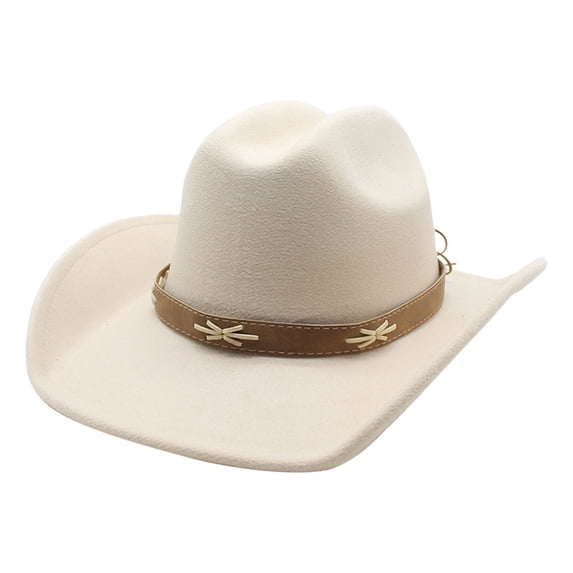HJYCHN Cowboy Hat Men and Women Western Shapeable Wide Brim Sun Hat Outdoor Casual Hat for Gentlemen Cowboy Hats for Women Beige One Size