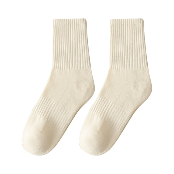 HJYCHN Crew Socks for Women Fall Winter Thickened Warm Loop Mid Tube Socks That Can Be Styled As Long Slouch Socks Thermal Socks Beige One Size