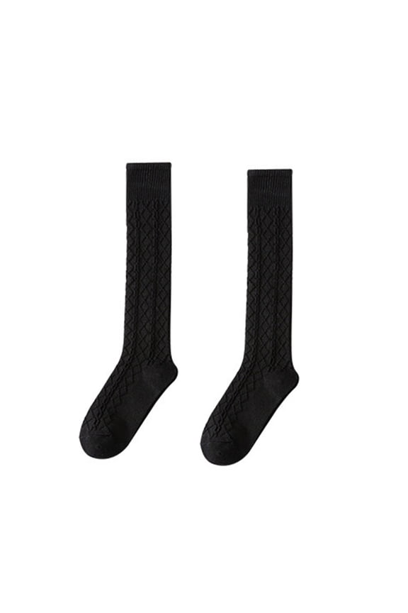 Crew Socks for Women Pattern Calf Socks Spring and Autumn Long Oatmeal Color Thickened Wool Warm High Stockings Women's Socks Black One Size