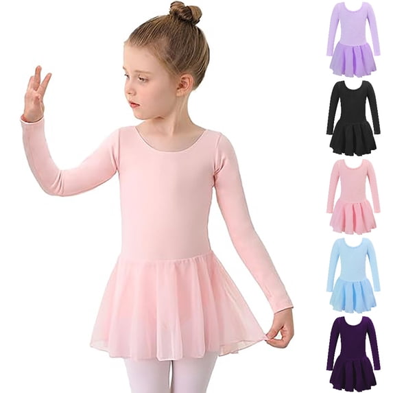 HJYCHN Dance Leotards for Women Long Sleeve Ballet Dance Dress with Tutu Skirt for Girls Dress 2-3 Years