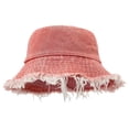 thumbnail image 1 of HJYCHN Distressed Denim Bucket Hat Unisex Washed Fisherman Sun Outdoor Travel Street Style Fashion Headwear Watermelon Red M, 1 of 3