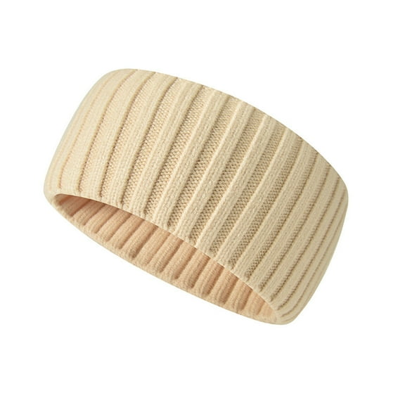 HJYCHN Elastic Knitted Headband for Sports Stretchable Hairband for Active Men and Women Beige One Size
