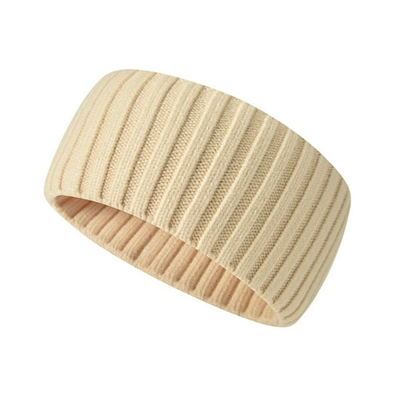 HJYCHN Elastic Knitted Headband for Sports Stretchable Hairband for Active Men and Women Beige One Size