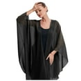 thumbnail image 1 of HJYCHN Elegant Bohemian Long Shawl Wrap Fashionable Lightweight Beach Scarf Cover Up for Women Travel Accessories Black One Size, 1 of 3