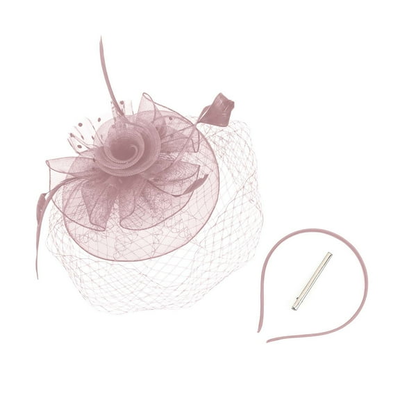 HJYCHN Elegant Feather Bridal Hat Fascinator Headband For Women Wedding Party Evening Events Headpiece Light Pink One Size