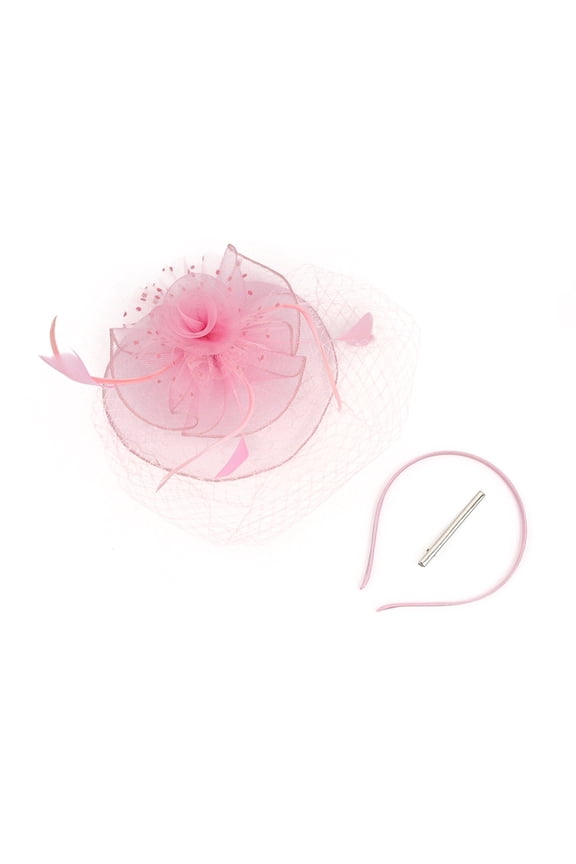 Elegant Feather Bridal Hat Fascinator Headband For Women Wedding Party Evening Events Headpiece Pink One Size