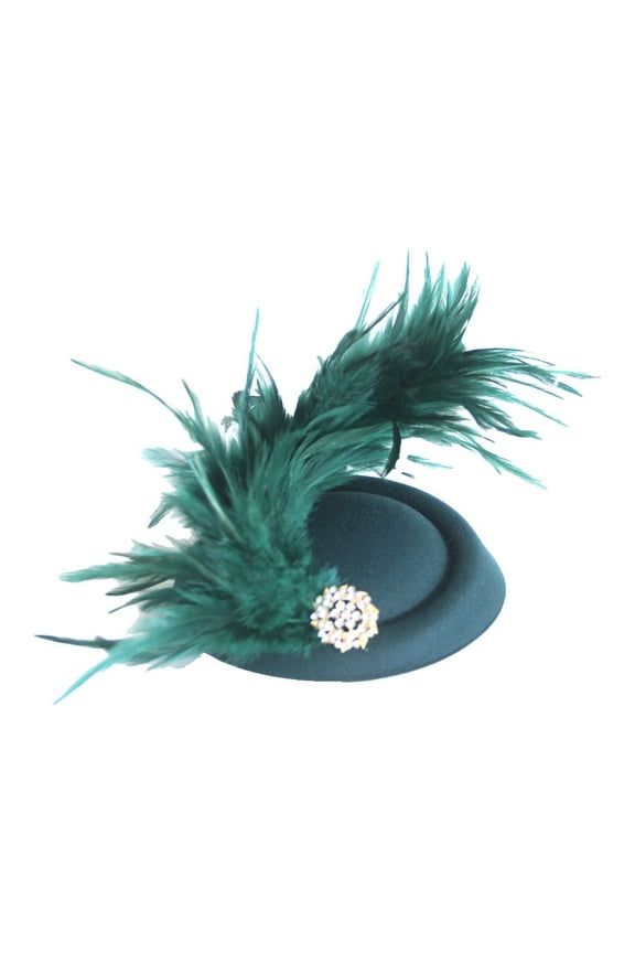 Elegant French Feather Mini Top Hat Hair Accessory for Weddings - Bridal Headpiece Fascinator Ideal for and Formal Events Dark Green One Size
