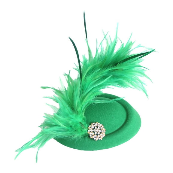 HJYCHN Elegant French Feather Mini Top Hat Hair Accessory for Weddings - Bridal Headpiece Fascinator Ideal for and Formal Events Green One Size