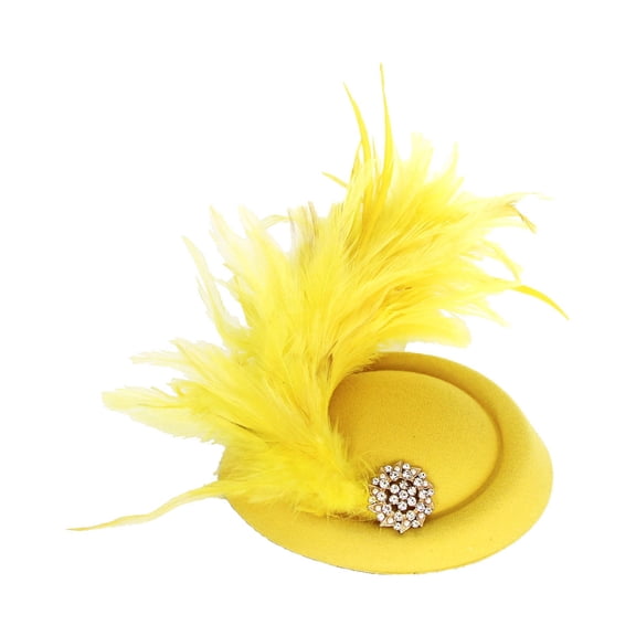 HJYCHN Elegant French Feather Mini Top Hat Hair Accessory for Weddings - Bridal Headpiece Fascinator Ideal for and Formal Events Yellow One Size