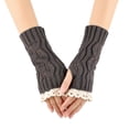 thumbnail image 1 of HJYCHN Elegant Handmade Crochet Fingerless Gloves and Mittens for Women Winter Arm Sleeves Hand Warmer Accessories Dark Gray A, 1 of 3