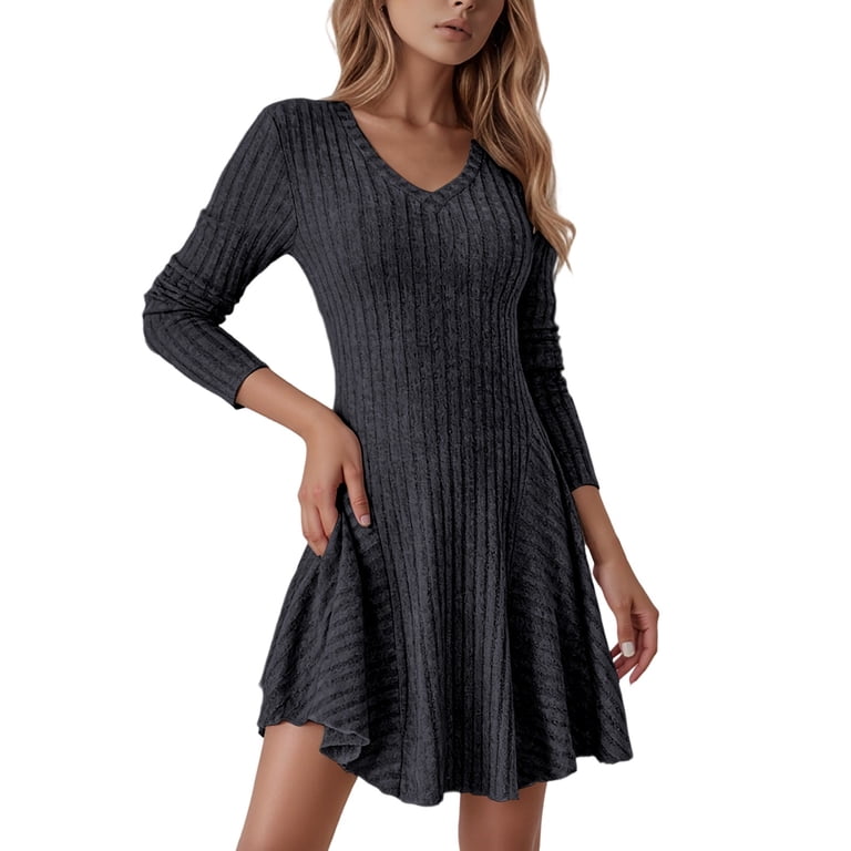 daily knitted dress HJYCHN Elegant Letter Print Tunic Sweater with Long Sleeves for Women's Casual Wear Comfortable Crewneck Design Grey L stellar blade daily mascot