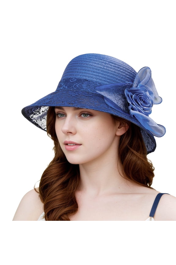 Elegant Ladies Beret Hat for Bridal Wedding Tea Party Outdoor Sun Shade French Bowler Fascinator Navy M
